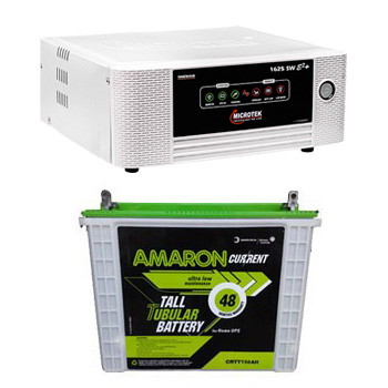 Microtek 850VA Home UPS Inverter + Amaron 150AH Tall Tubular Battery