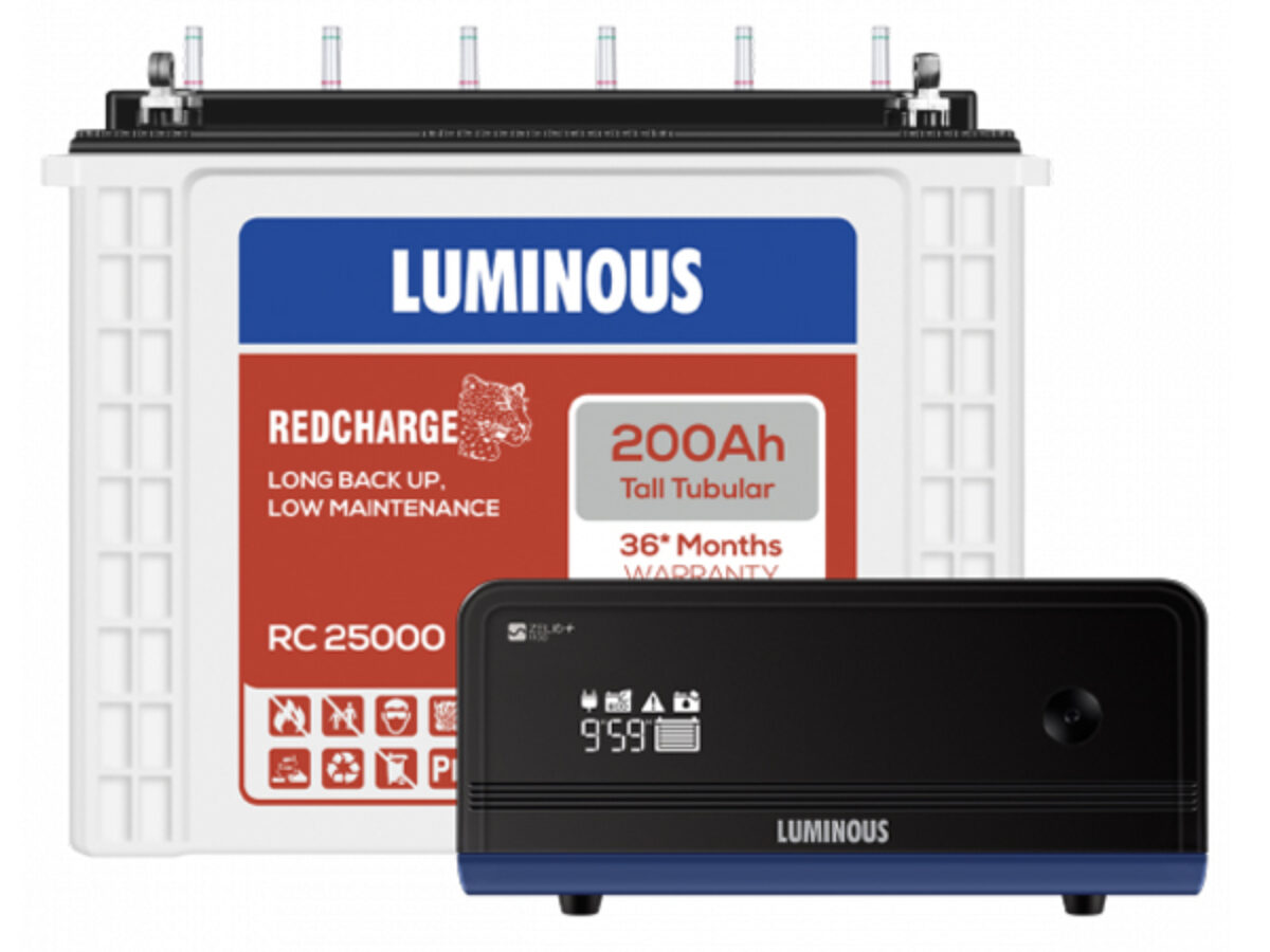 Luminous ZELIO+ 1100VA Sine Wave Home UPS And RC25000 200Ah Tall
