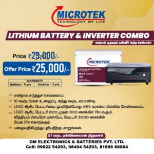 Microtek Lithium Iron inverter battery offer
